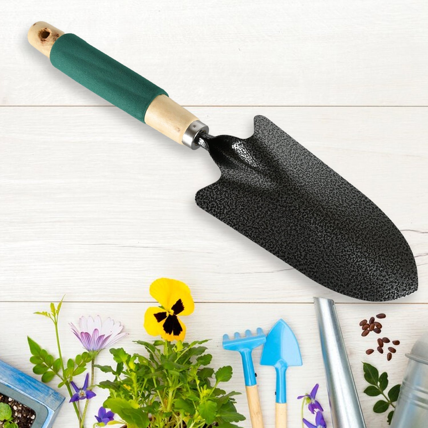 Gardening Tools - Hand Cultivator, Trowel, Heavy Duty with Ergonomic Wooden Hand - 7593_3pc_garden_tools_set