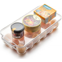 Plastic 18 Cavity Egg Storage Box Or Egg Trays For Refrigerator With Lid & Handl - 5623_18_grid_egg_storage_box_brown