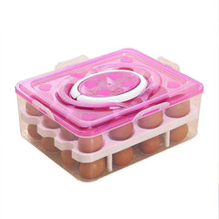 2Layer, 32 Grid Egg Tray with Lid Egg Carrier Holder for Refrigerator, Camping F - 5725_2_layer_32_grid_edd_tray