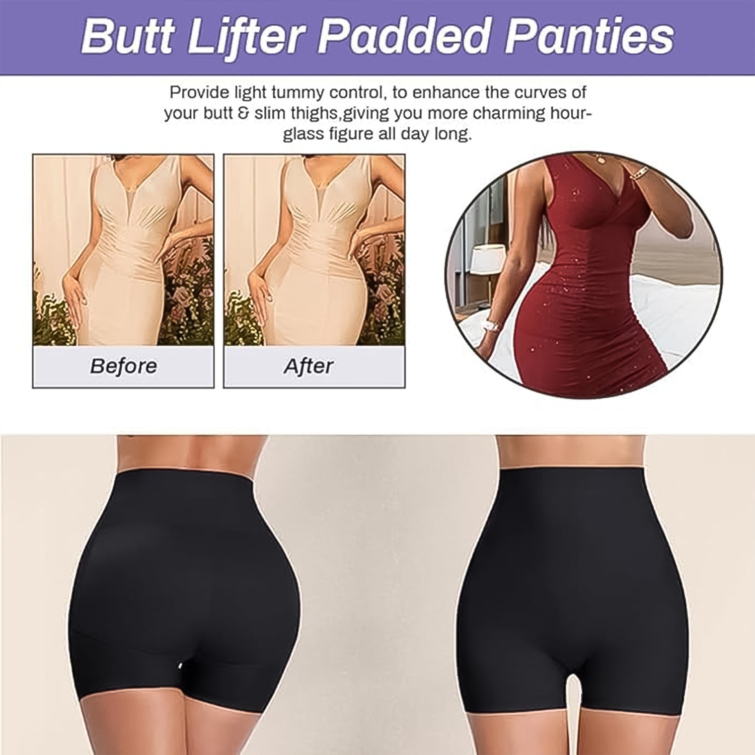 Women's Butt Lifter Padded Underwear, Hip Pads Body Shaper Control Knickers Hip  - 13057_large_underwear_hip_waist