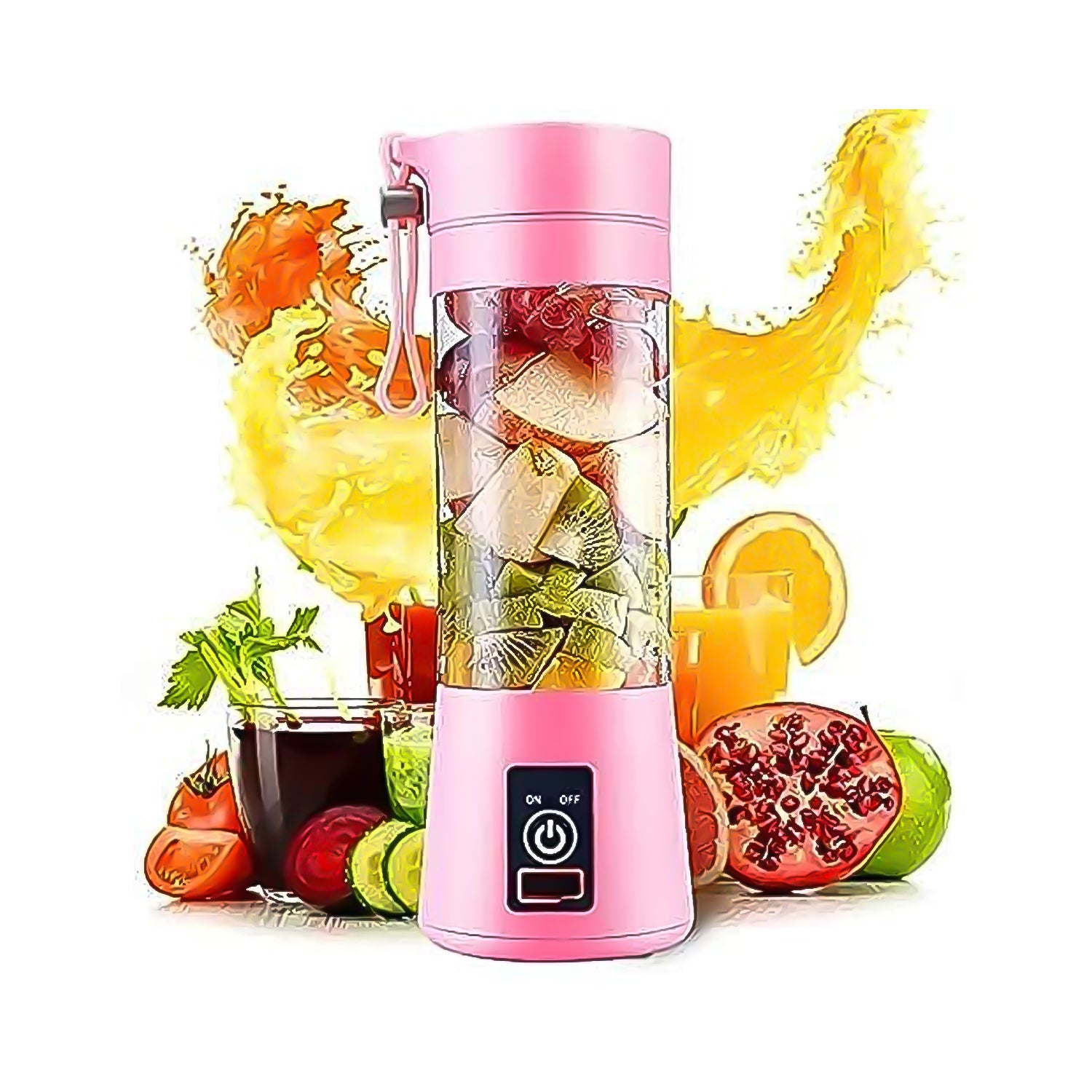 Portable Electric USB Juice Maker Juicer Bottle Blender, Grinder Mixer, 4 Blades - 10024_ele_juicer_bottle_blender_380ml