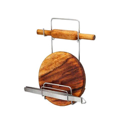 Chakla Belan Chimta Stand Rolling Pin Board Tong Holder Silver Stainless Steel M - 5552_chakla_belan_stand_1pc