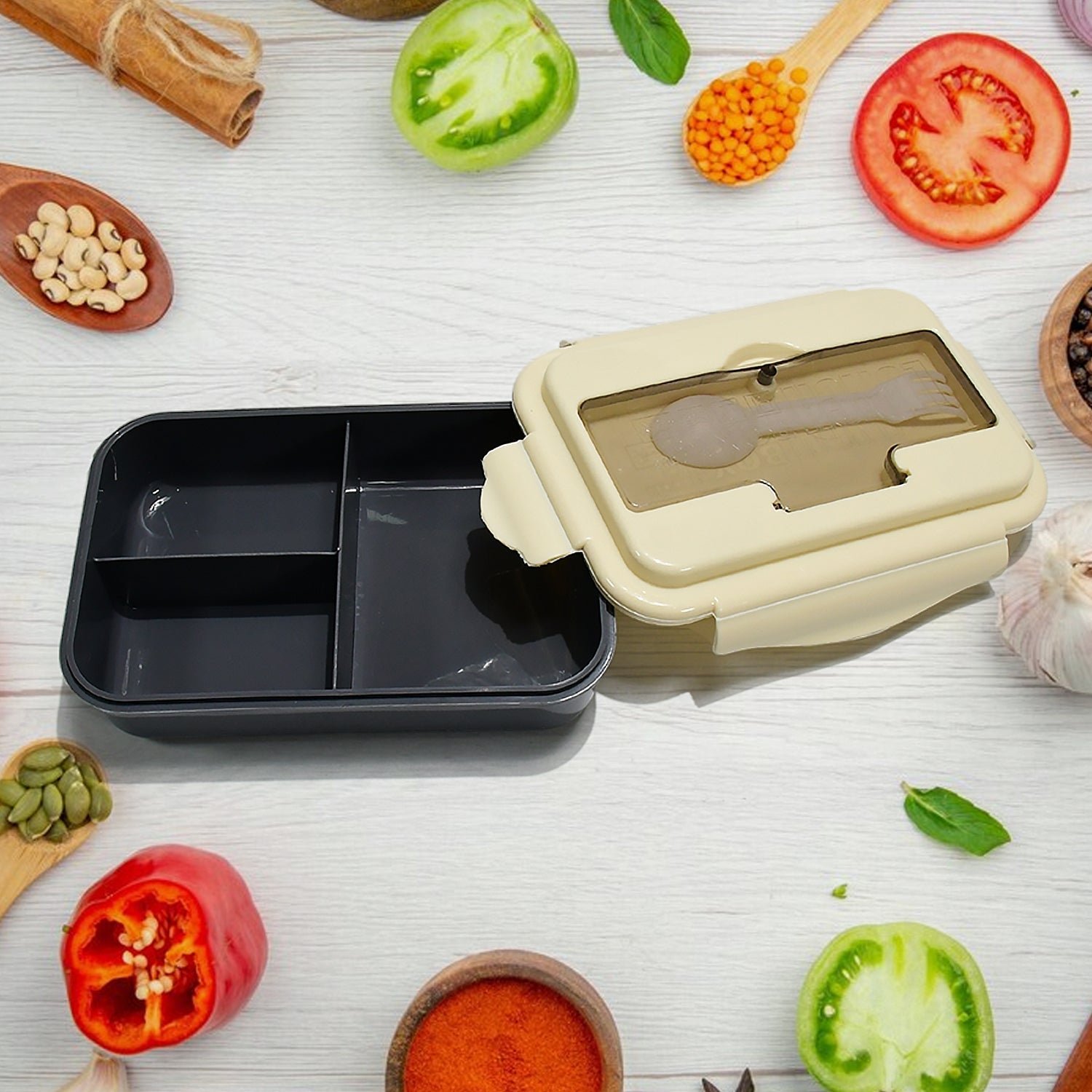 Lunch Box Flex Lock Plastic Liner Lunch Container, Portable Tableware Set for Ki - 2809_flex_lock_lunch_box