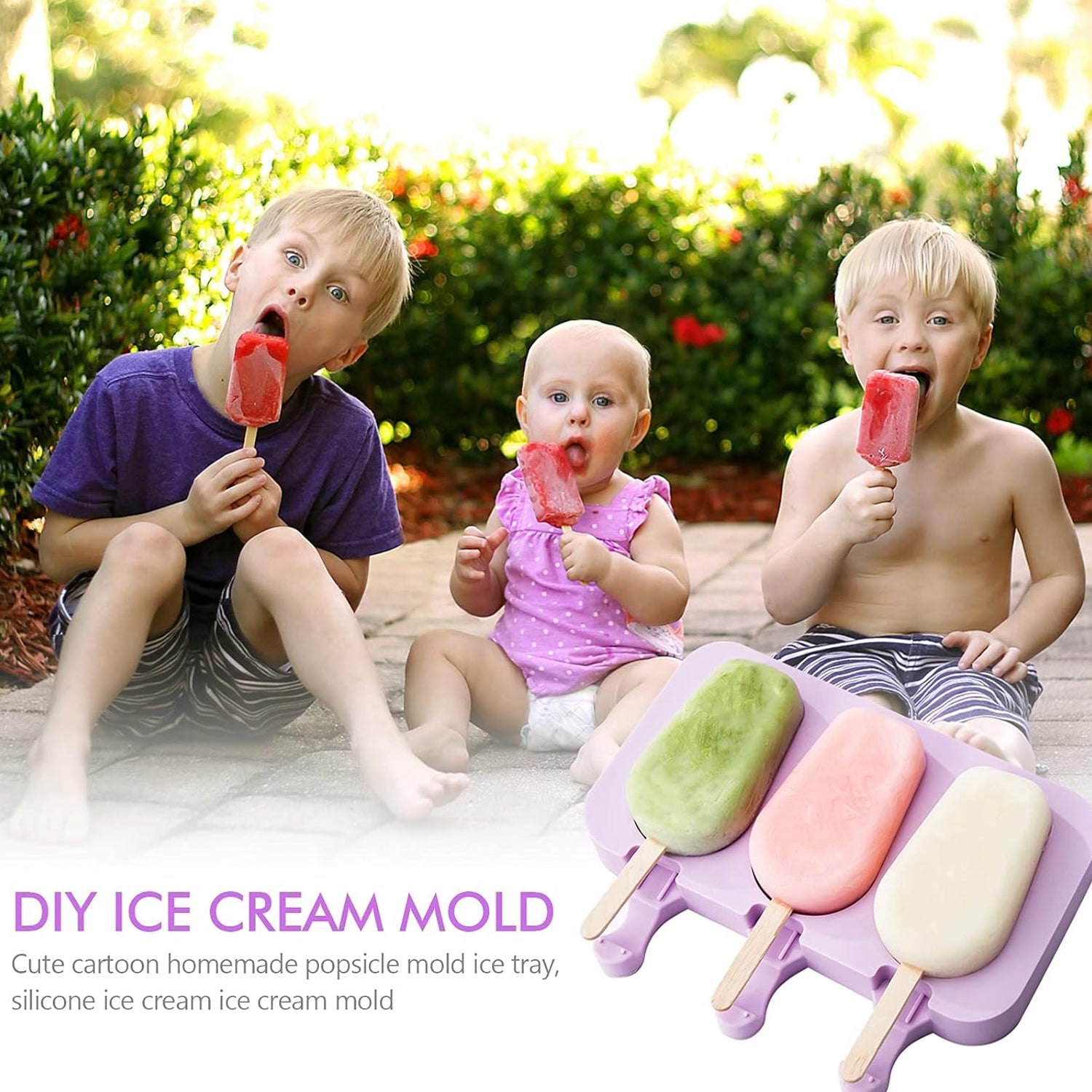 Silicone Popsicle Molds, Ice Pop Maker Molds with Lids and Sticks for Kids DIY H - 10031_sili_popsicle_mold_n_50_sticks