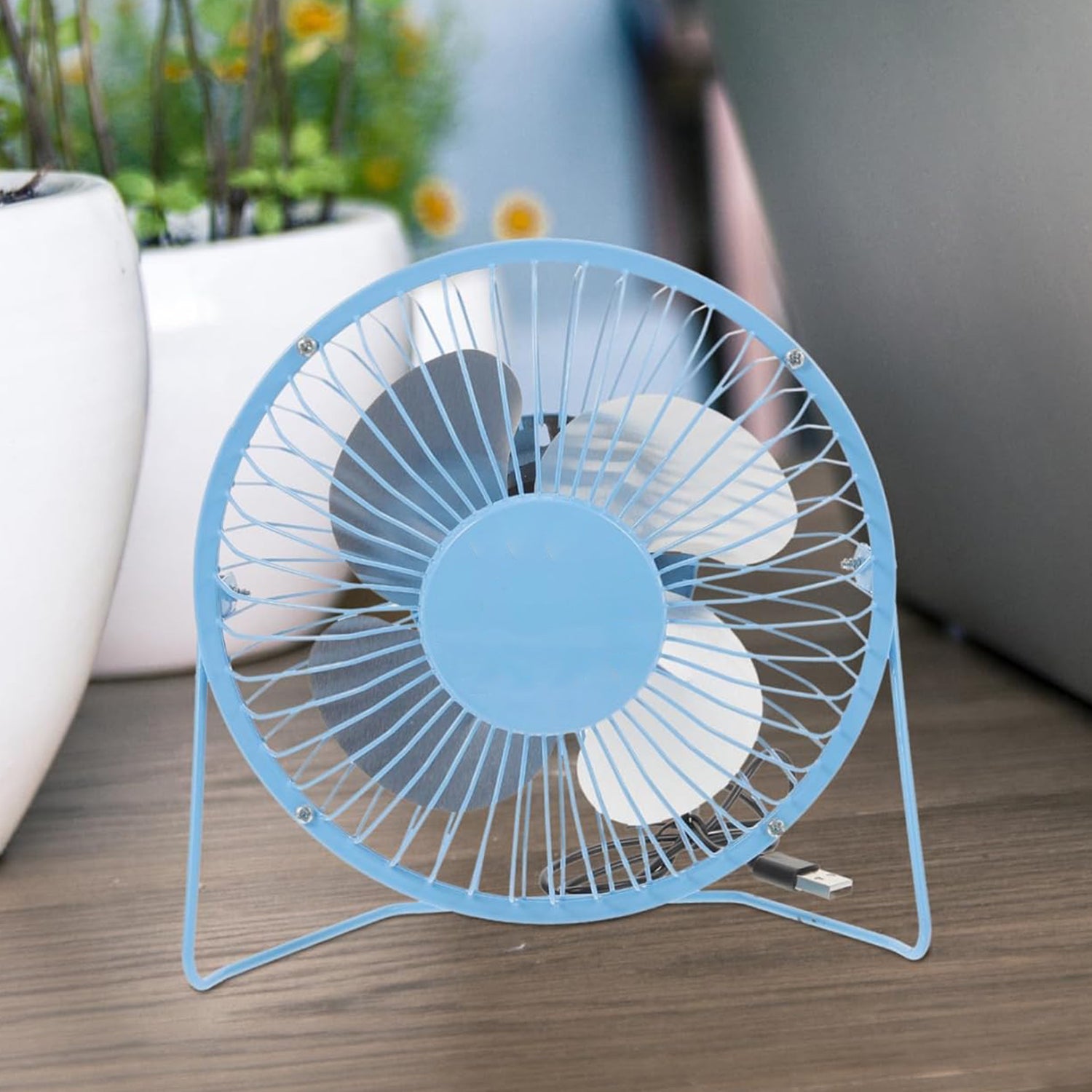 USB Table Desk Personal Metal Electronic Fan, Compatible with Computers, Laptops - 17531_usb_table_desk_fan_no1