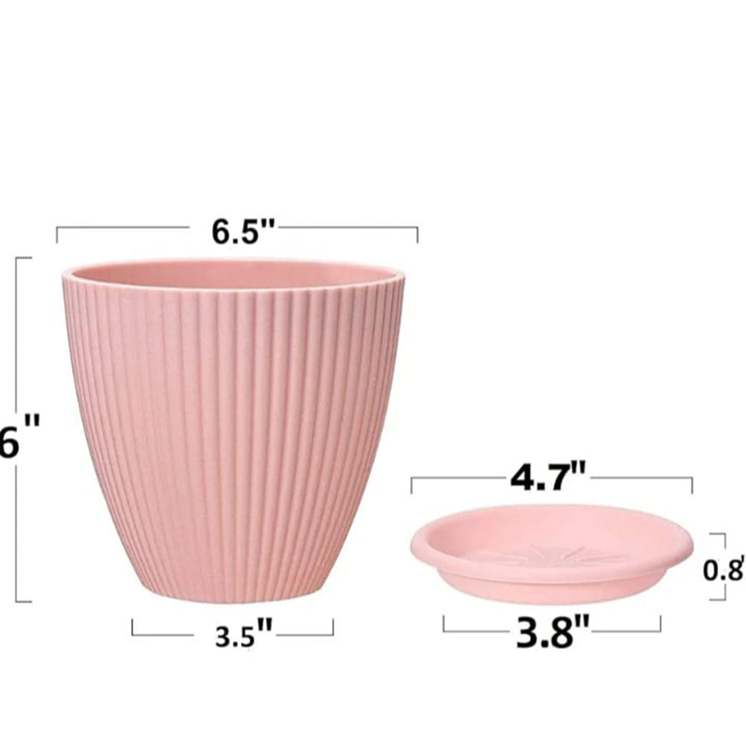 Plastic Flower Pot with Bottom Tray (5 Pcs Set) - 18265_flower_pot_with_tray_5pc