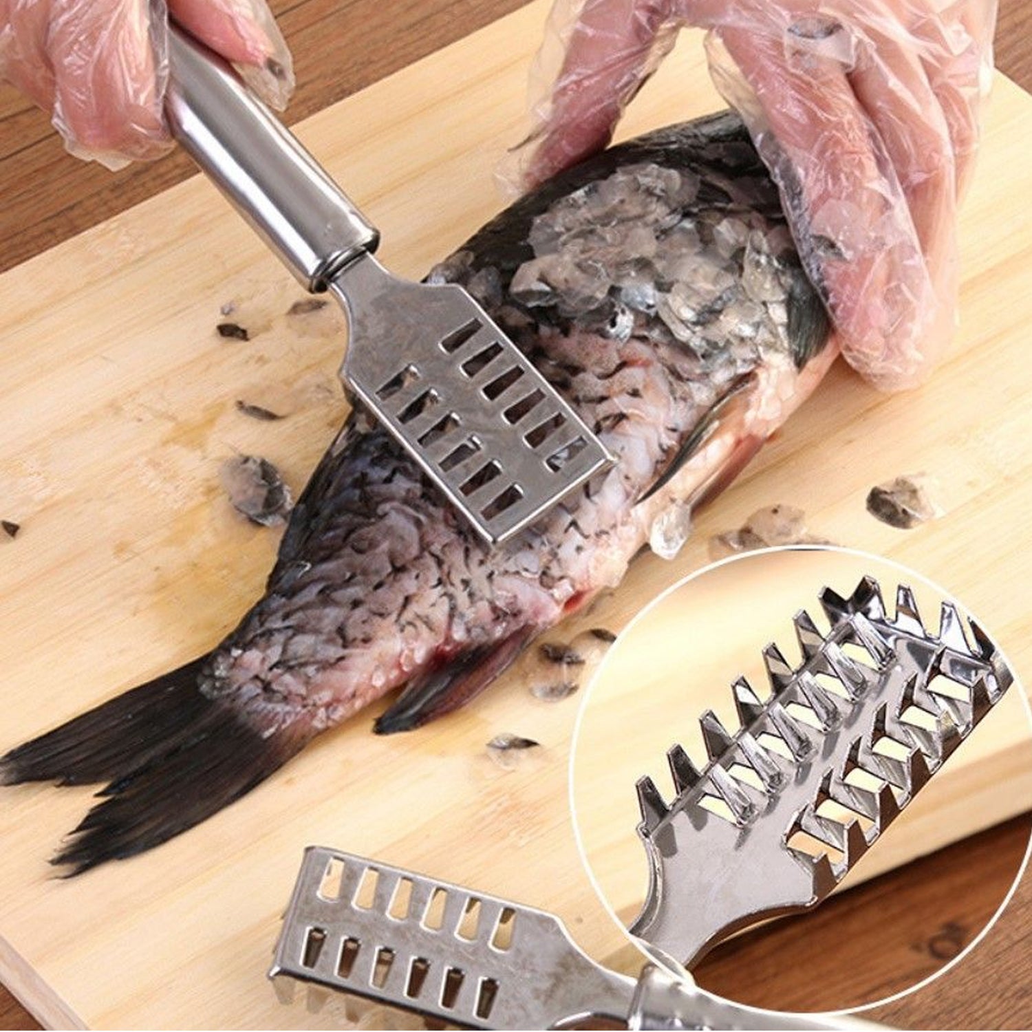 Fish Scale Remover Scraper Stainless Steel Fish Cutting Tools Sawtooth Easily Re - 2194_ss_fish_scale_remover