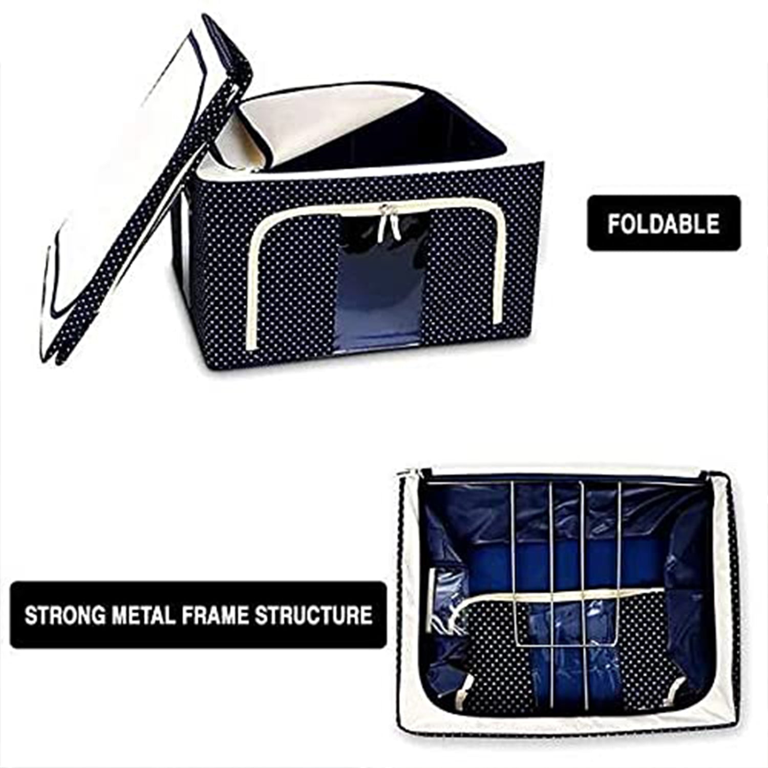 Foldable Steel Frame Clothes Living Storage Organizer Handled Bag