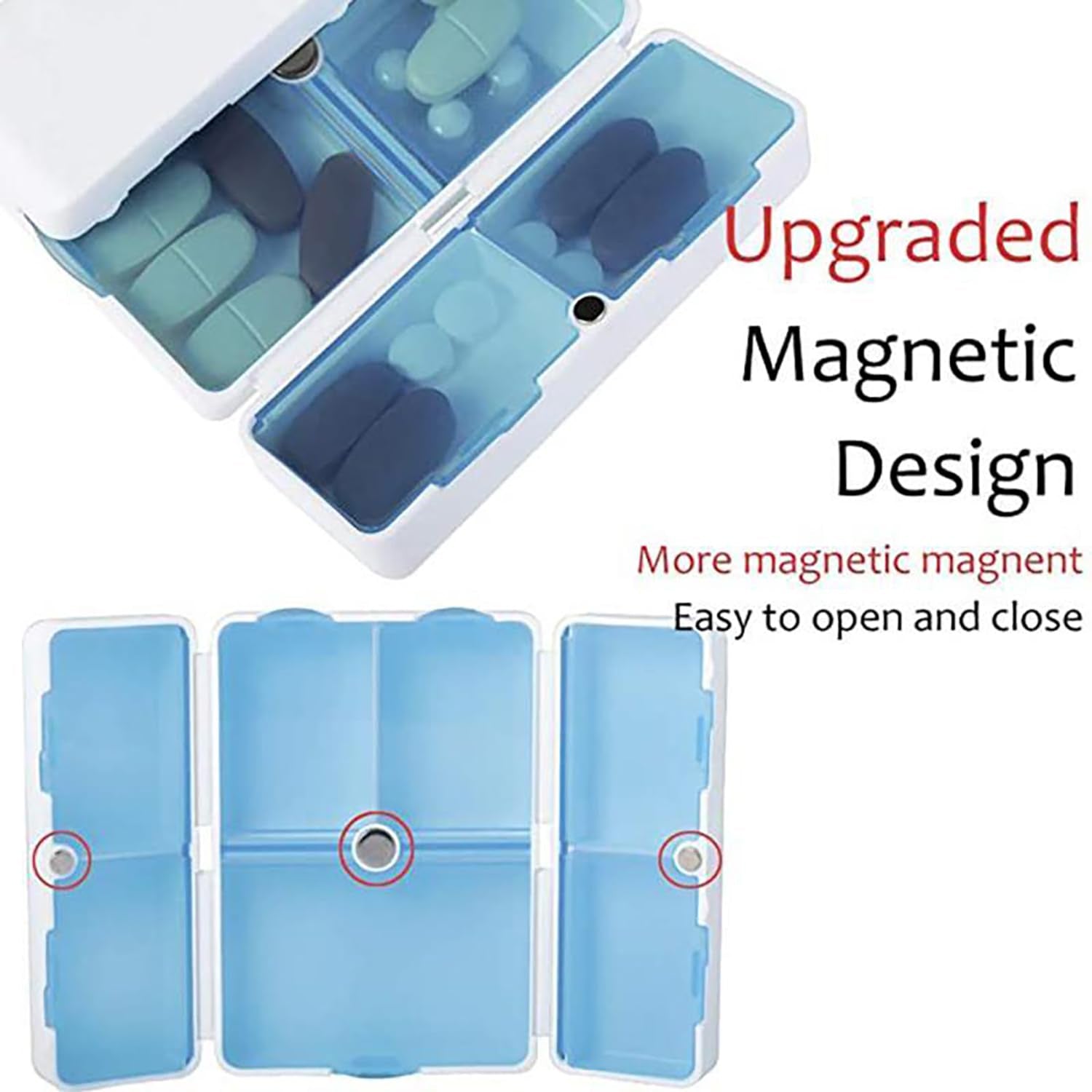 Magnetic Pill Organizer, 7 Compartments Portable Pill Case Travel Pill Organizer - 12733_7com_magnetic_pill_organizer