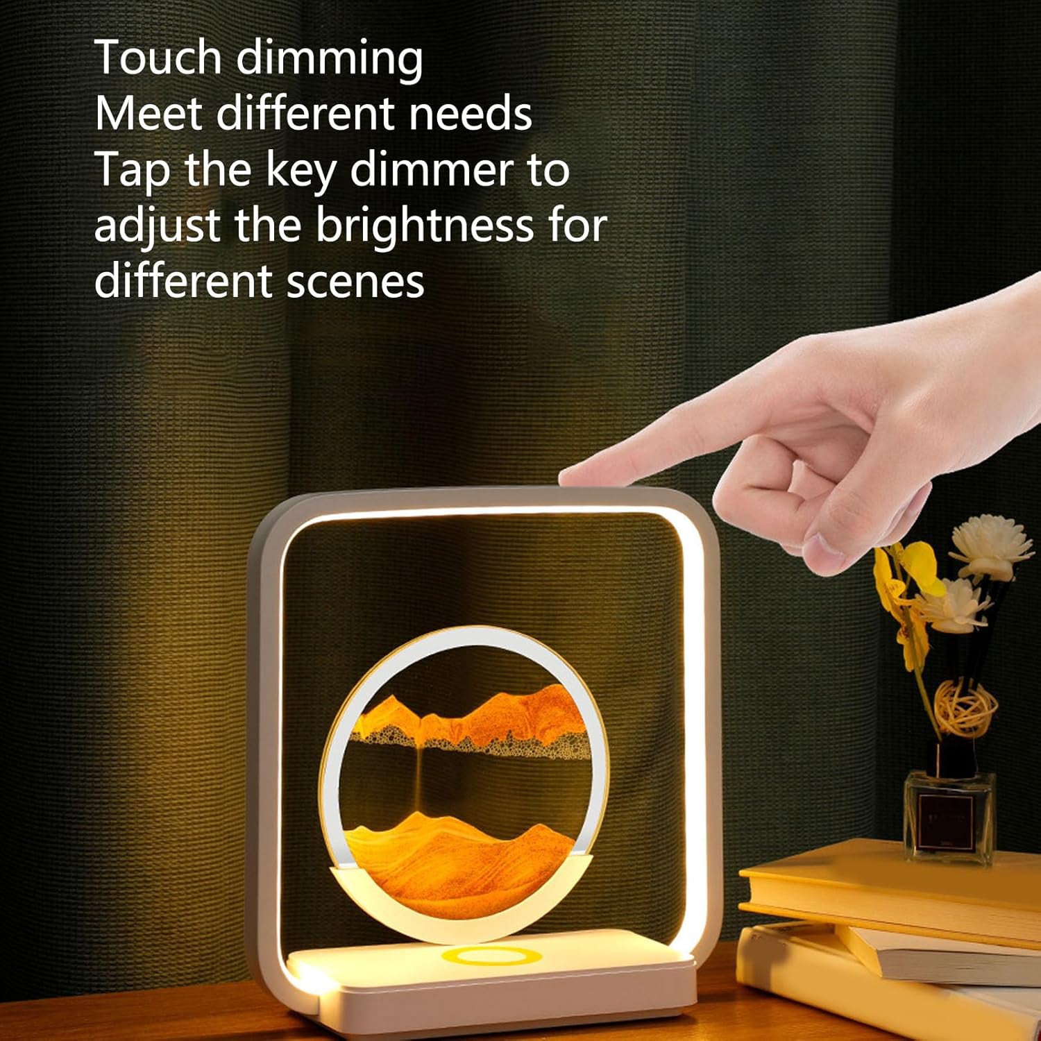 13477 3D Wireless Charging LED Light USB Quicksand Painting Lamp for Bedroom - 13477_quicksand_table_lamp