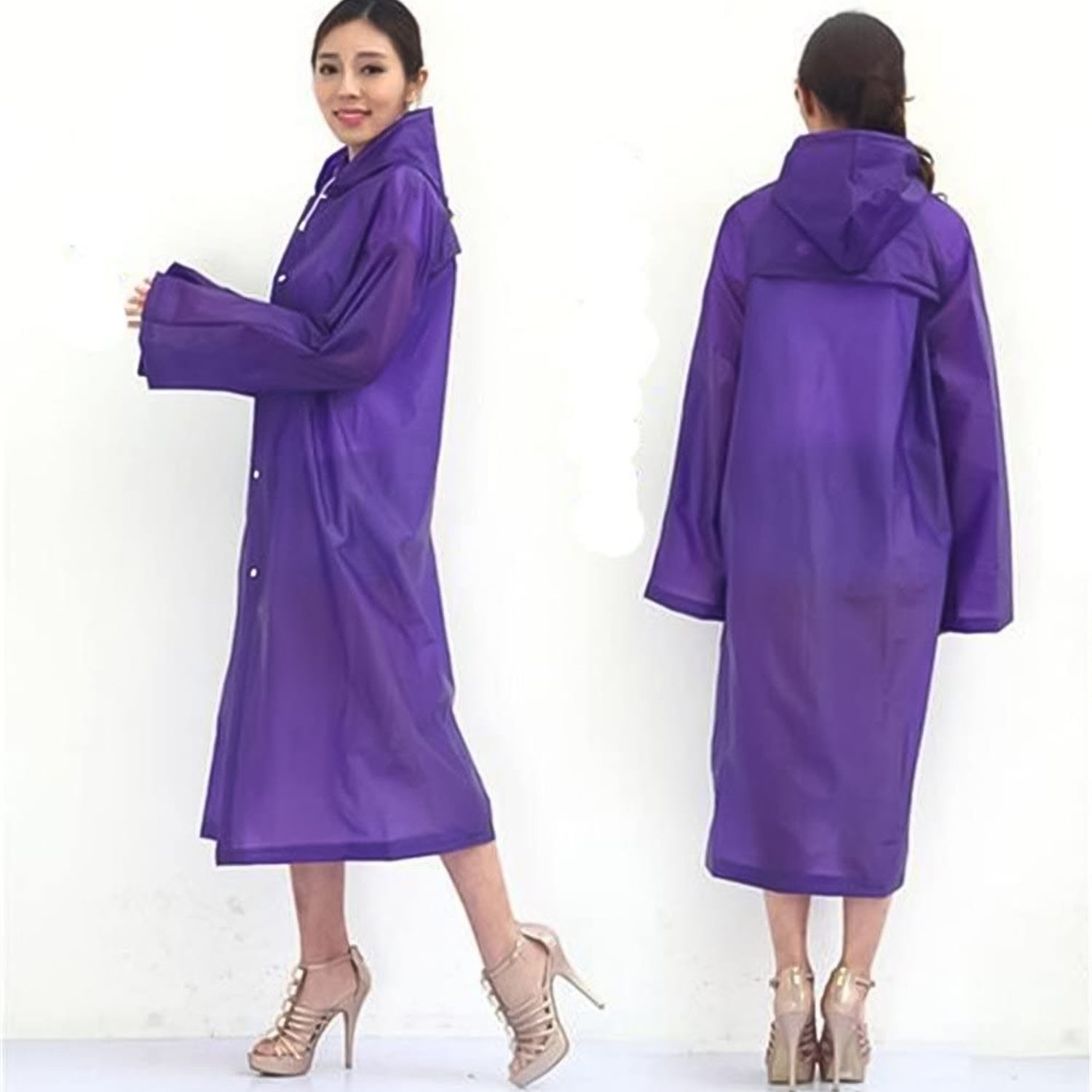 EVA Raincoat Protect Body Arms Legs, Waterproof Reusable Rain Poncho for Women M - 13133_reusable_eva_rain_coat_1pc