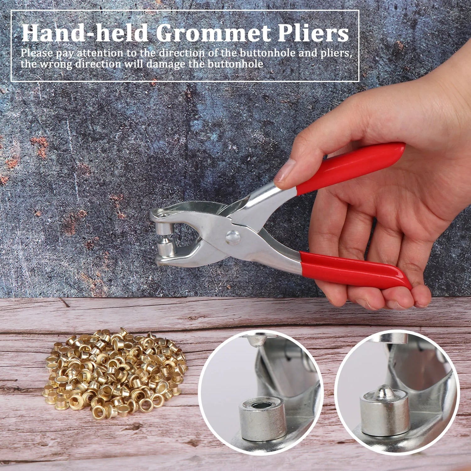 Grommet Setting Tool with 25 PCS Gold Eyelets Grommets Steel Hole Punch Setter K - 1593_grommet_setting_tool_1pc