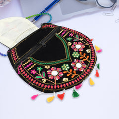 9 inch Handcrafted Cotton Embroidered Shoulder Bag for Girls & women (1 Pc) - 3893_traditional_purse_9inch_no1