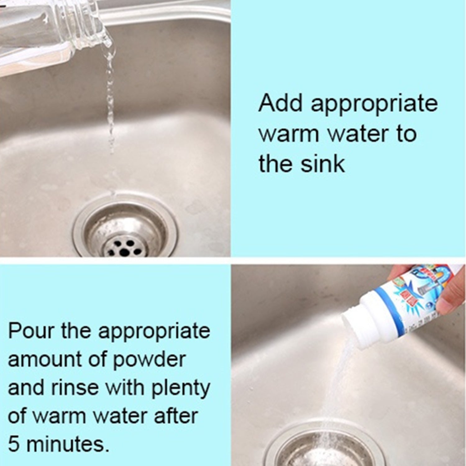 POWERFUL SINK AND DRAIN CLEANER, PORTABLE POWDER CLEANING TOOL SUPER CLOG REMOVE - 7768_sink_n_drain_cleaner