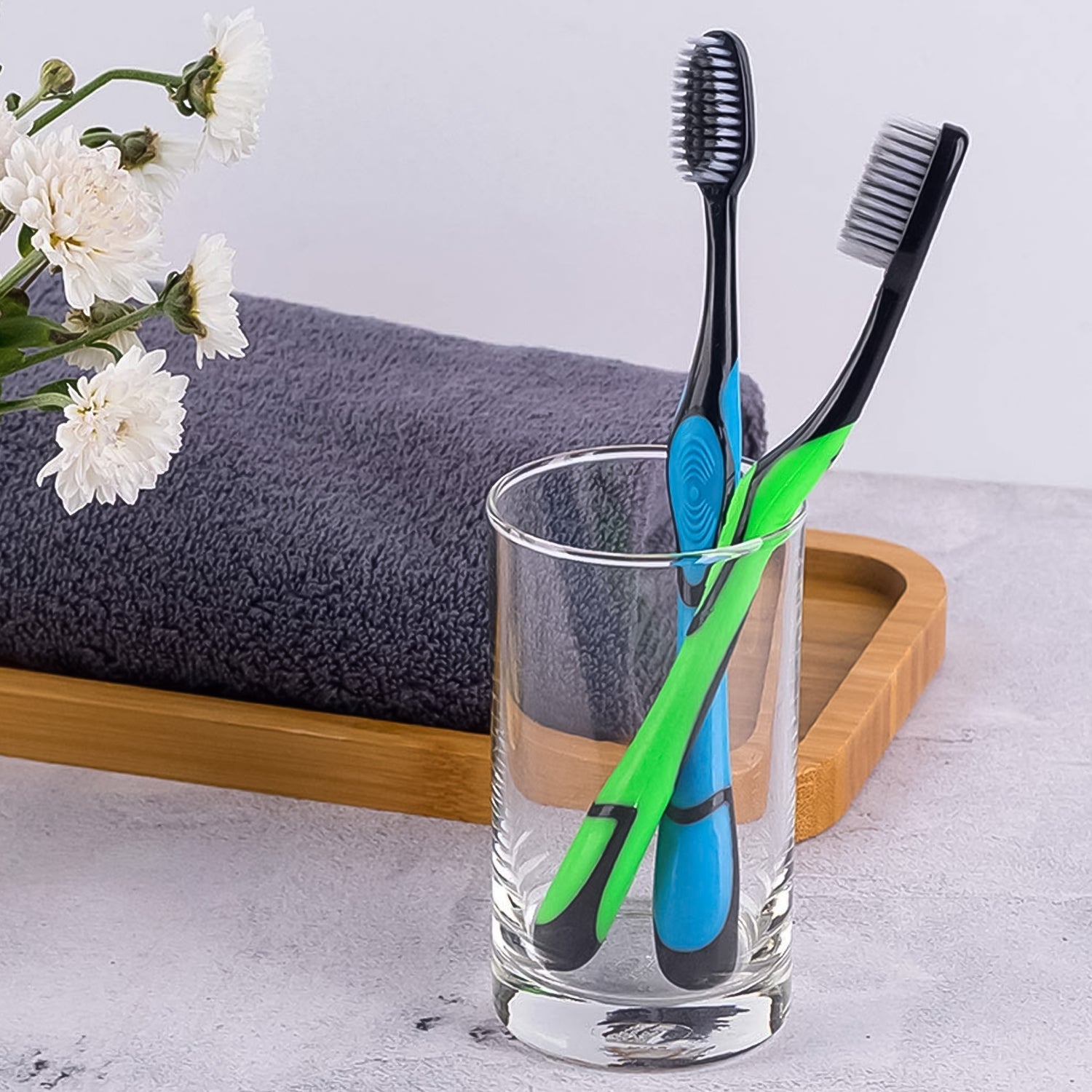 Soft Toothbrush With Plastic Round Box for Men and Women, Kids, Adults Plastic  - 13093_mix_soft_toothbrush_10pc_no31