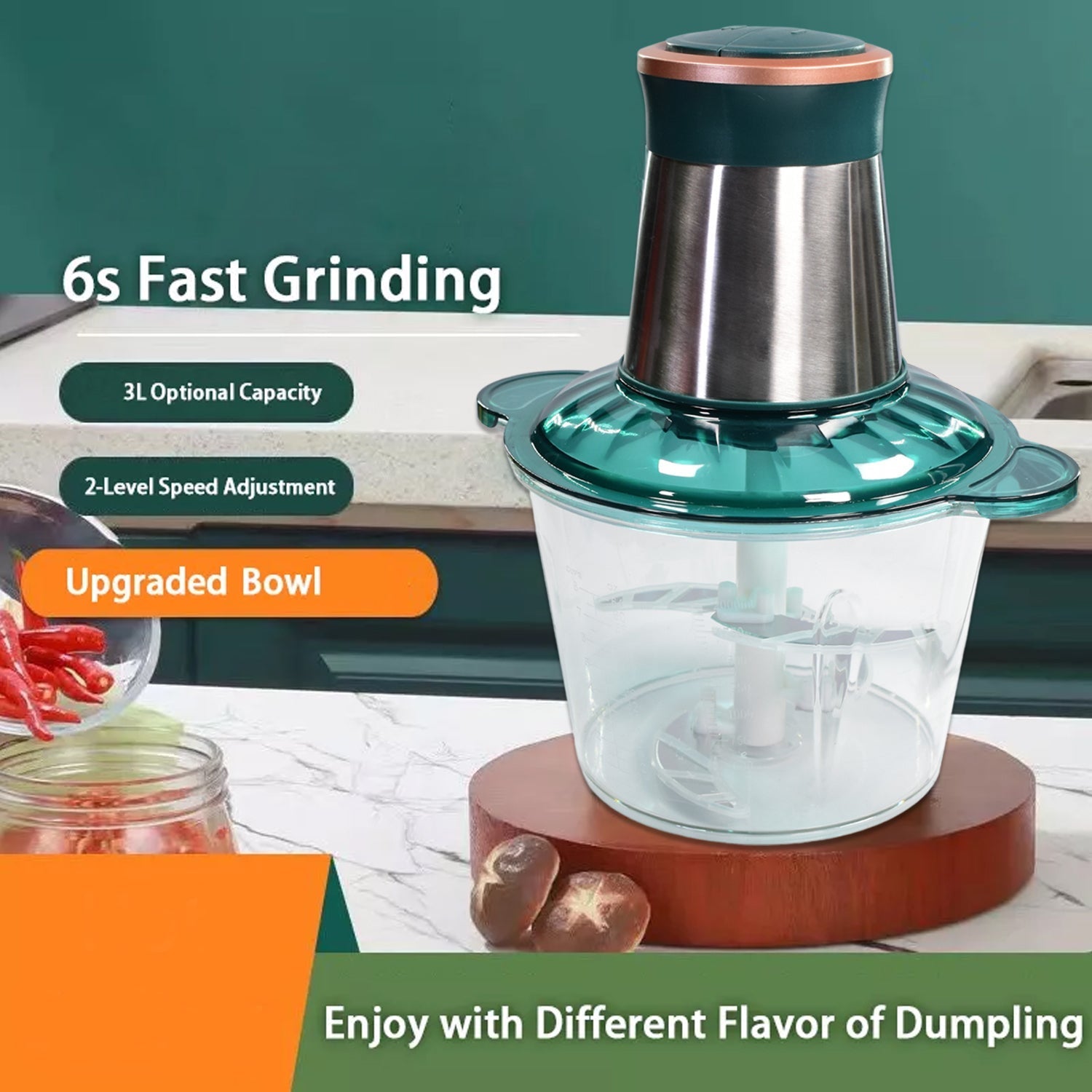 Meat grinder with stainless steel bowl for efficient food preparation