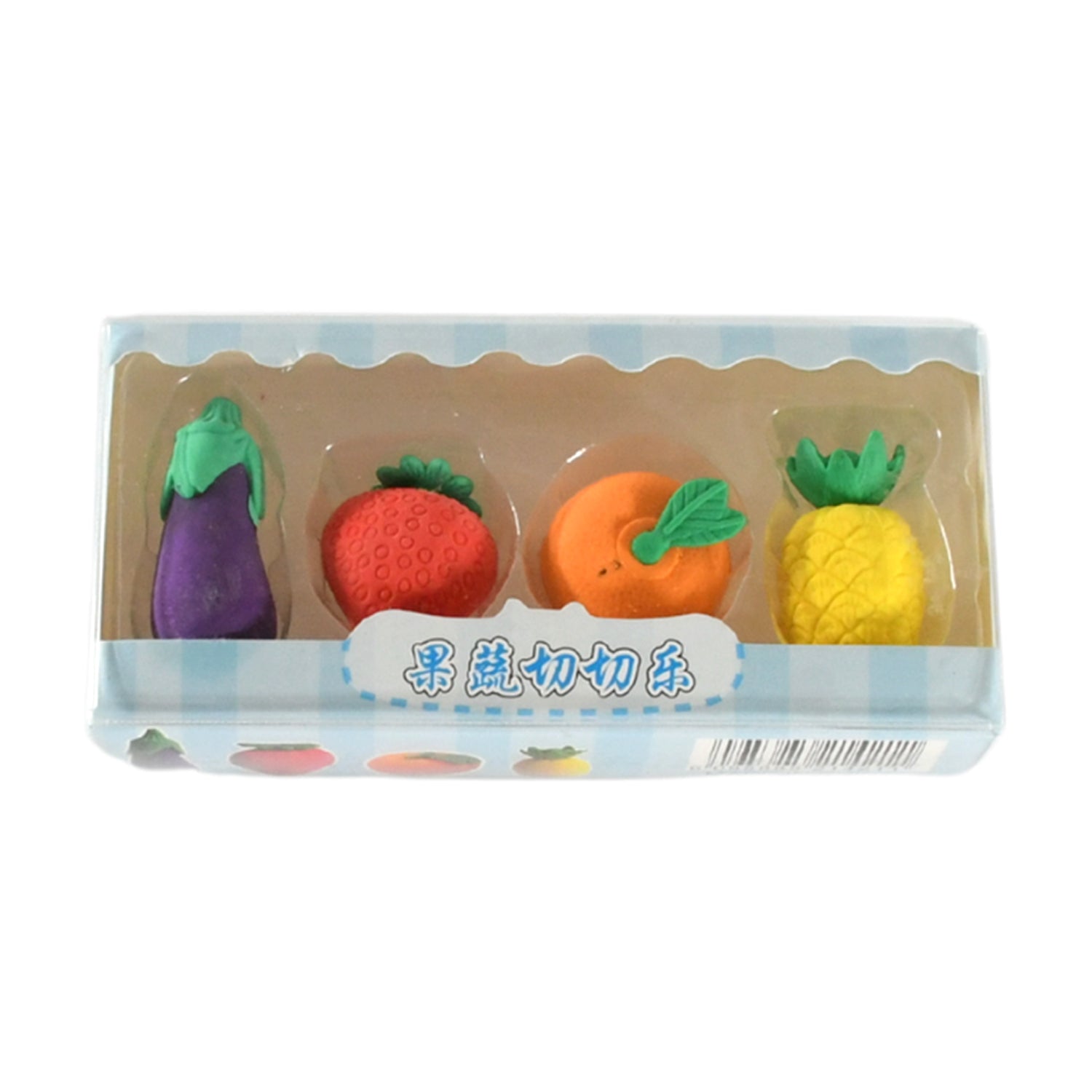 Mini Cute Vegetables and Fruits Erasers or Pencil Rubbers for Kids, 1 Set Fancy  - 8760_fruits_n_veg_erasers_4pc