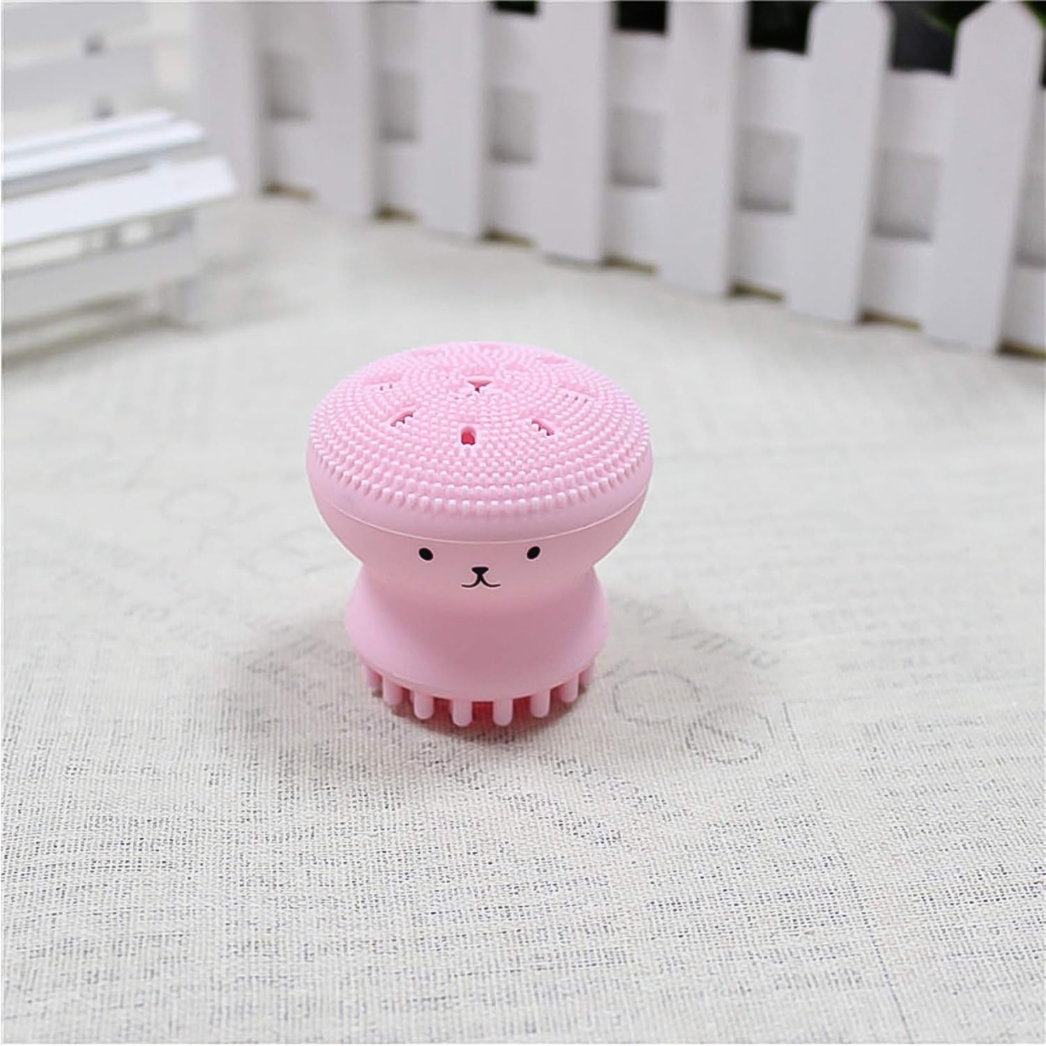 Cute Octopus Shape Silicone Face Scrubber Massager (1 Pc) - 13335_smily_face_cleaning_brush_1pc