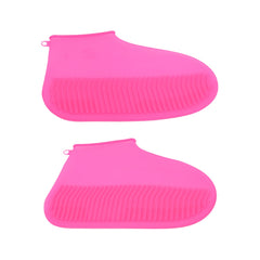 Non-Slip Silicone Rain Reusable Anti skid Waterproof Fordable Boot Shoe Cover (S - 17982_pink_sili_shoe_cover_small