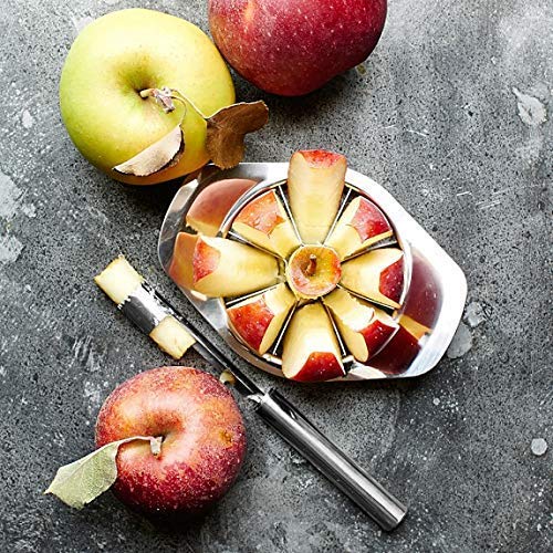 Sturdy apple cutter with ergonomic handle and sharp blades