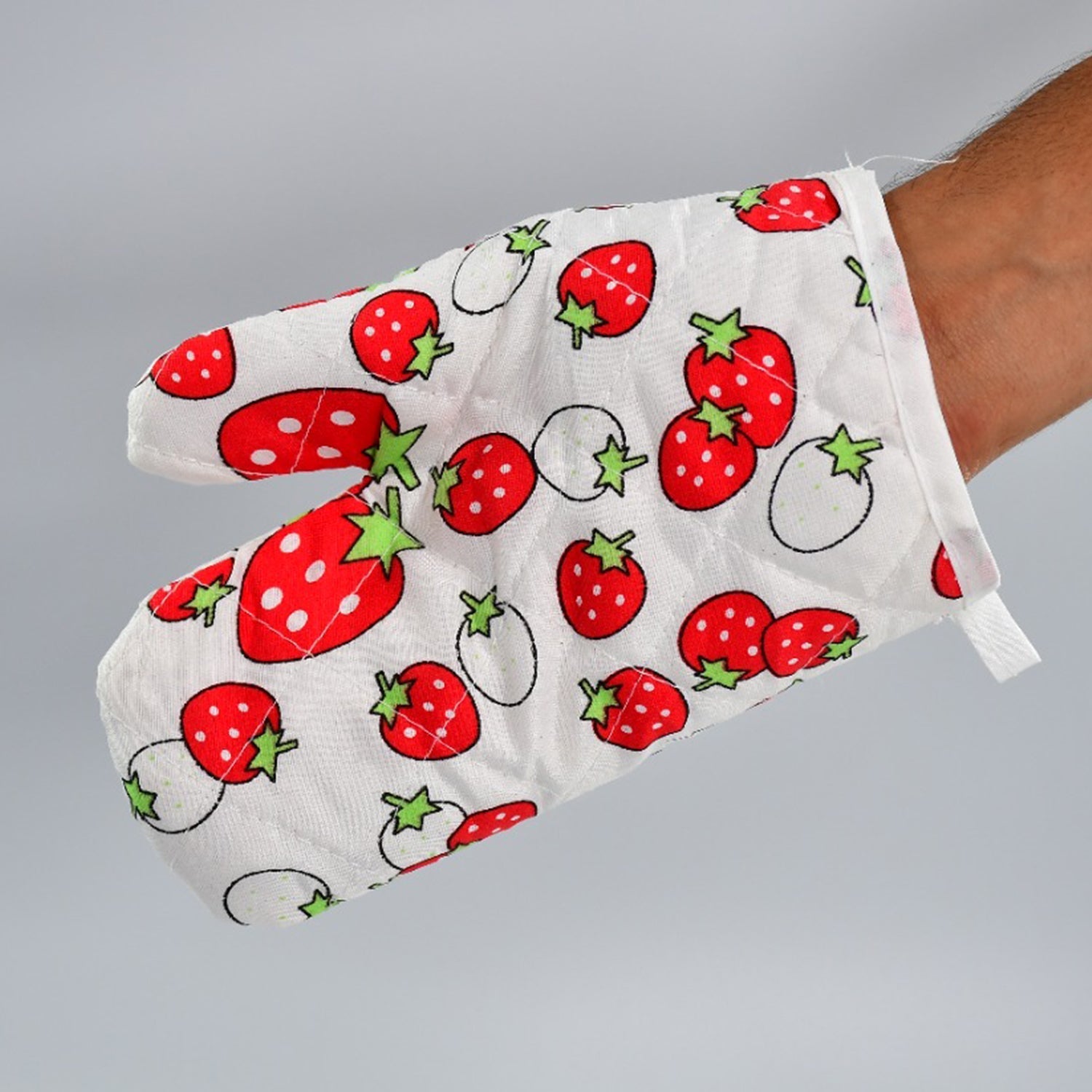 Designer kitchen oven mitt and pot holder in vibrant colors, ideal for baking.