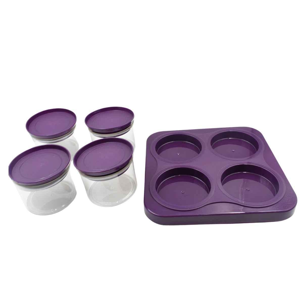 Airtight Plastic 4 Pc Storage Container Set, With Tray Dry Fruit Plastic Storage - 5550_4pc_storage_container_n_tray