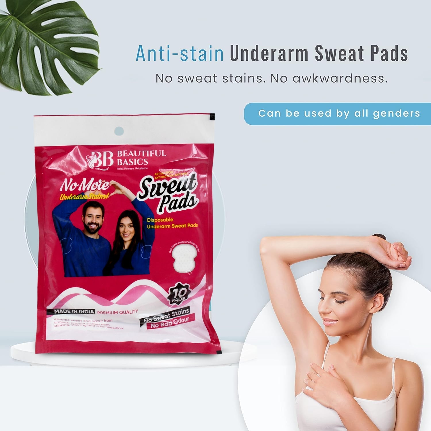 Underarms Sweat Pads Disposable Highly Absorbent Pads Cotton Anti-Allergic Anti  - 0978_underarms_sweat_pads_10pc