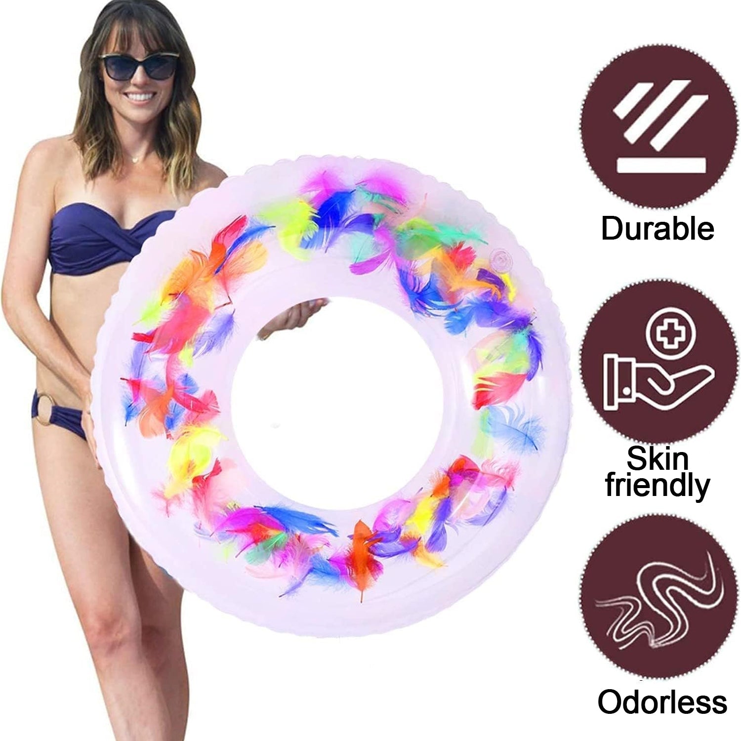 Swim Ring, For Adults, Conveniently Portable, Feathers, Swimming Ring, For Water - 18036_big_feathers_swimming_ring_1pc