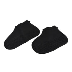 Non-Slip Silicone Rain Reusable Anti skid Waterproof Fordable Boot Shoe Cover (S - 17981_black_sili_shoe_cover_small