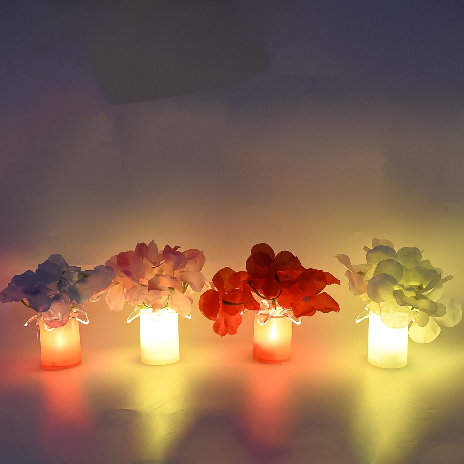 LED Mood Lights Bedroom Interior Decor Lighting (4 pcs Set) - 13489_led_flower_candle_4pc_ktc72