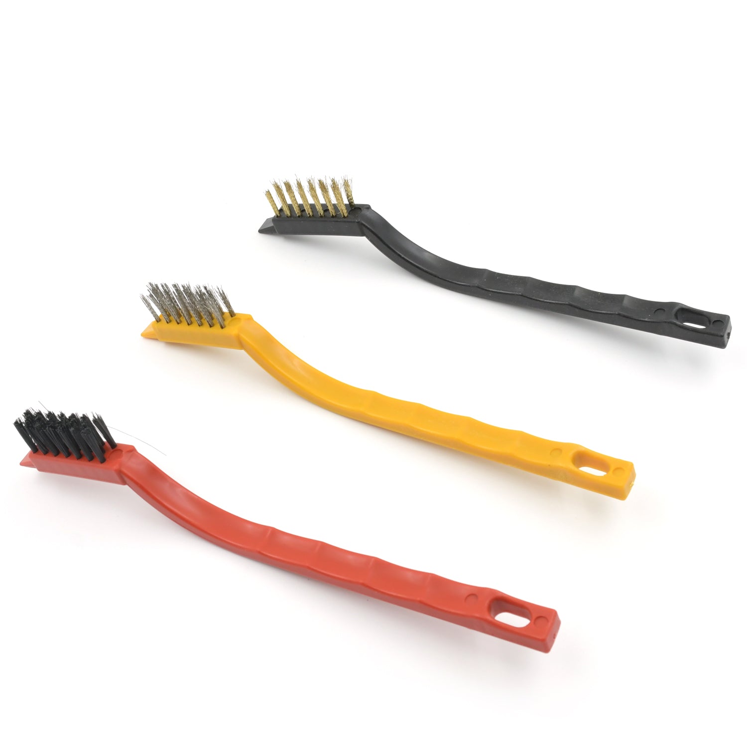 3pc Mini Wire Brush Set Brass Nylon Stainless Steel Bristles Household Cleaning  - 6110_3pc_mini_wire_brush