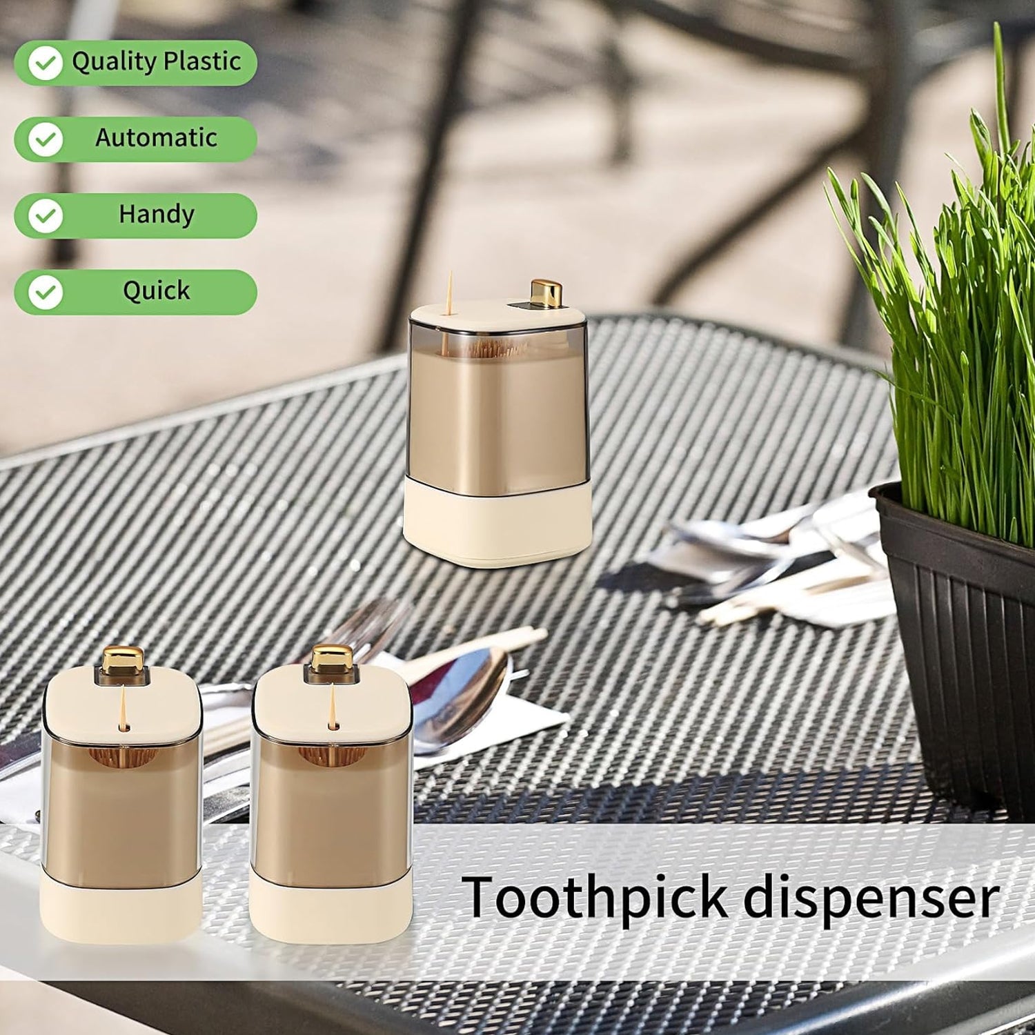 Toothpick Holder Dispensers, Automatic Toothpicks Container, Toothpicks Storage  - 10029_toothpick_holder_dispenser_1pc