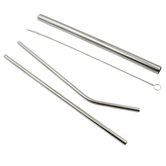 Reusable Stainless Steel Straws with Travel Case Cleaning Brush Eco Friendly Ext - 0600_steel_drinking_straws_4pc