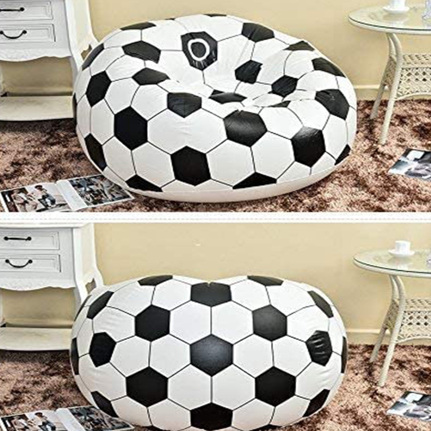 Foldable Sofa, Cartoon Style Inflatable Folding Chair, Ball Chair, Inflatable So - 17732_soccer_ball_chair_110x80cm