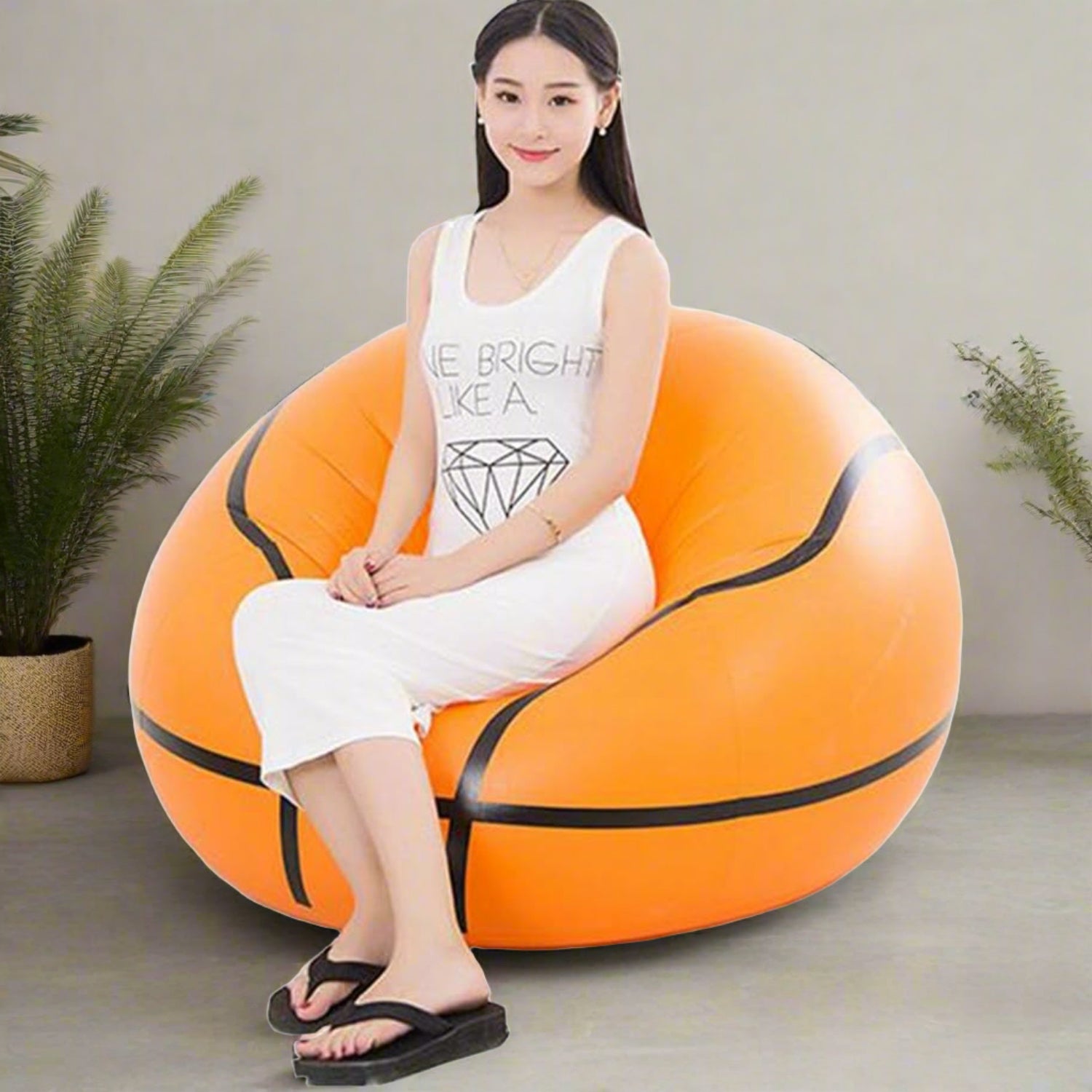 Foldable Sofa, Cartoon Style Inflatable Folding Chair, Ball Chair, Inflatable So - 17783_basketball_foldable_sofa_110x80cm