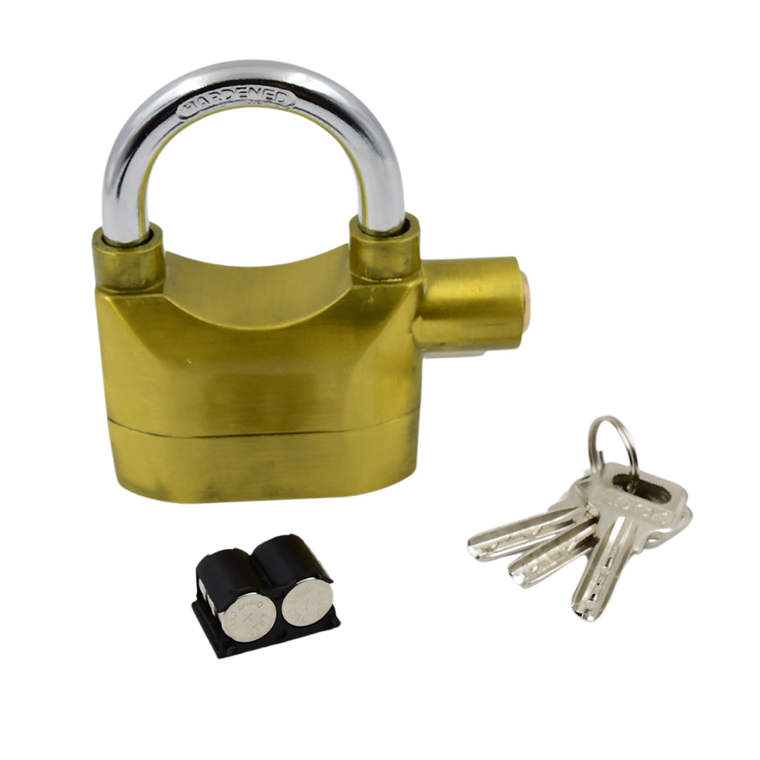 सुरक्षा अलार्म धातु लॉक सिस्टम 3 कुंजी के साथ (1 सेट / मिक्स रंग) - 8633_security_alarm_padlock