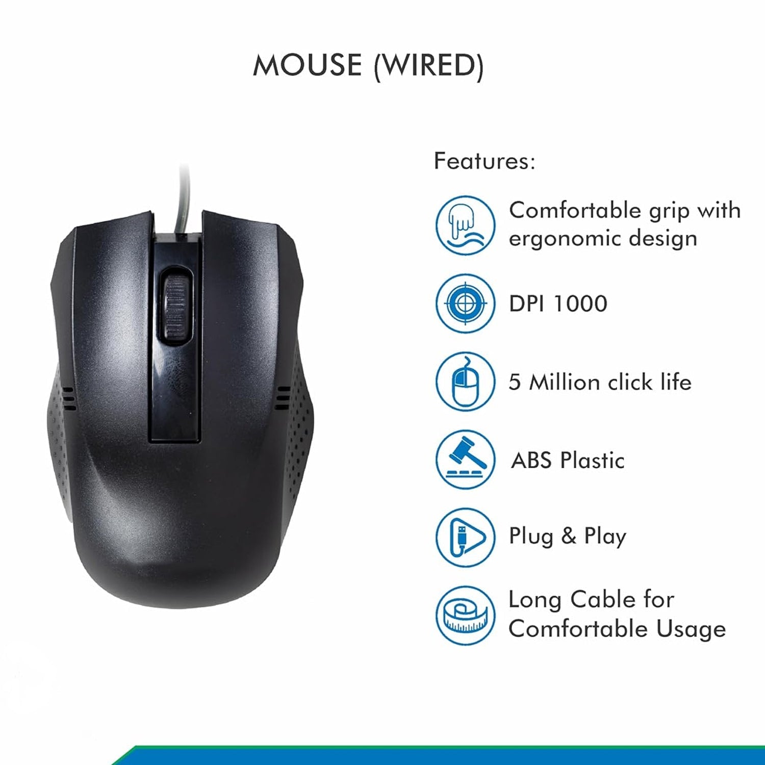 कंप्यूटर / लैपटॉप वायर्ड ऑप्टिकल माउस (1 पीसी) - 13412_wired_computer_mouse_1pc