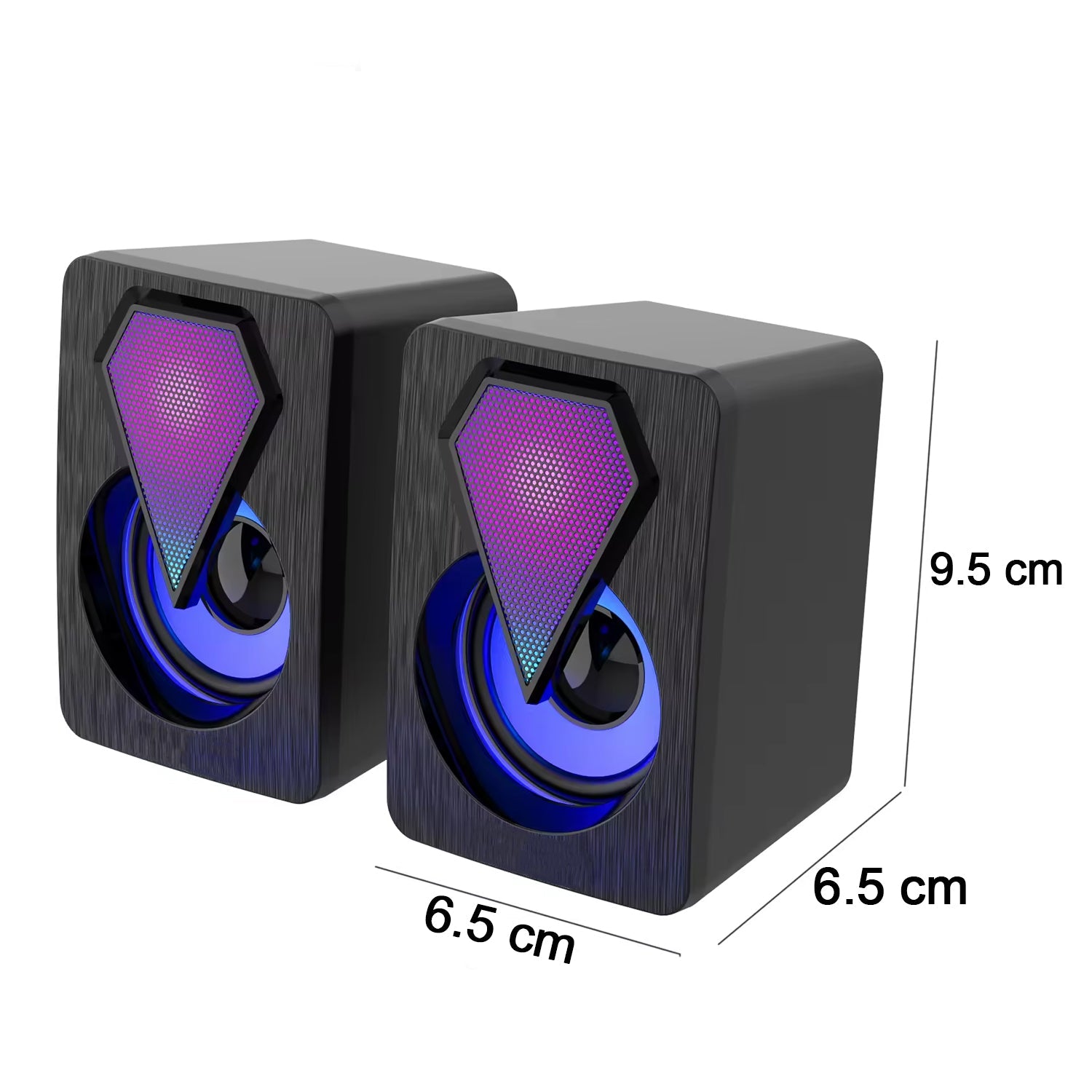 RGB Desktop Speakers, Plug, and Play USB Powered Speaker (2 Pc Set) - 13359_plug_n_play_desk_speaker_2pc