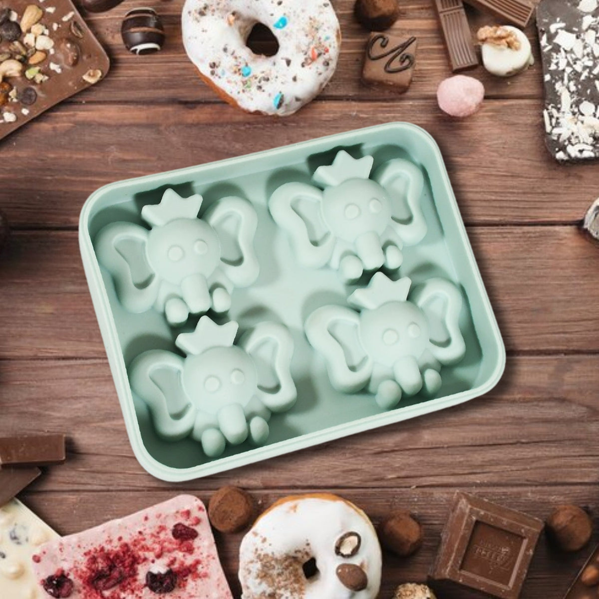 Silicone Cartoon Shape 4 Grid Ice Cube Tray Ice Cube Molds Trays Small Cubes Tra - 8160_silicone_4grid_ice_tray_1pc