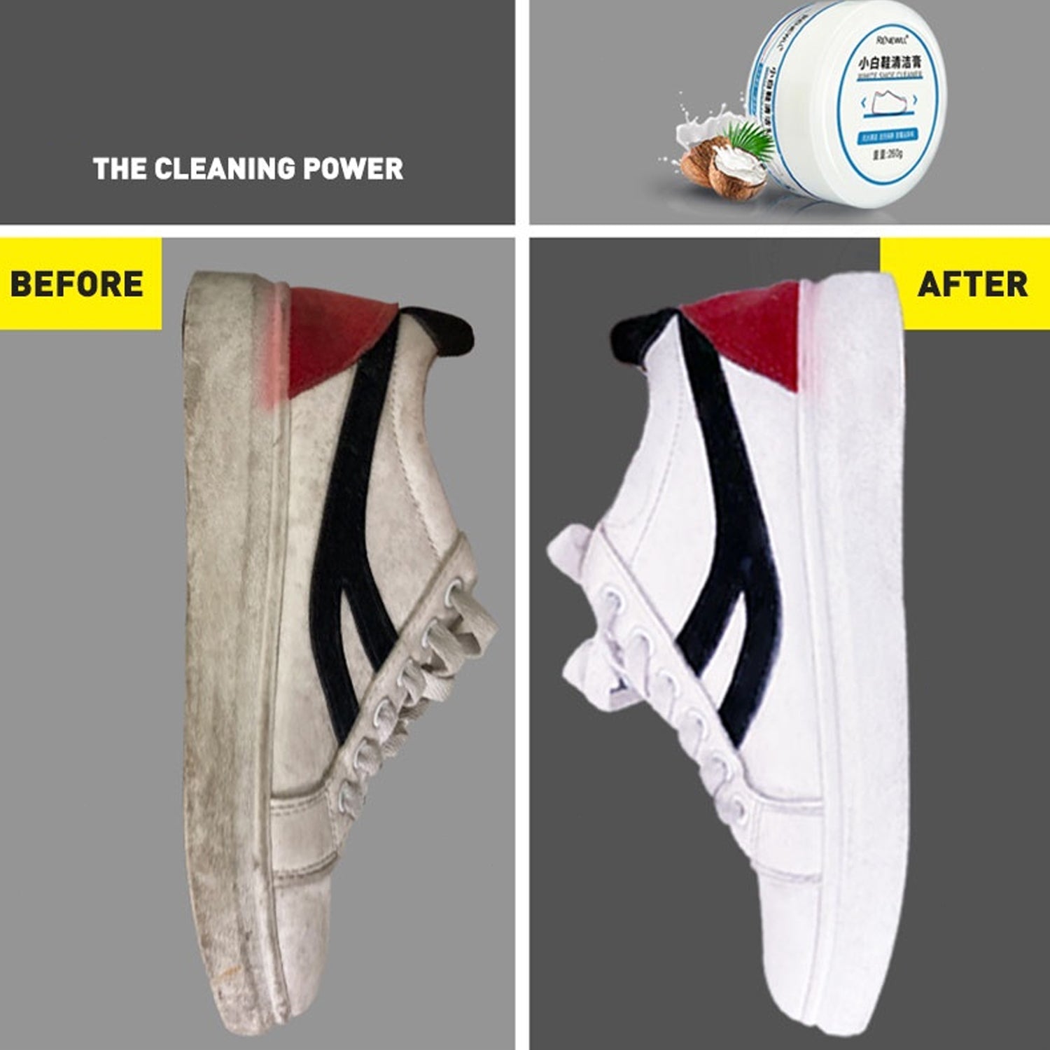 Stain Remover Cleansing Cream for Shoe Polish Sneaker Cleaning Kit Shoe Eraser S - 17733_white_shoe_cleaner_260gm