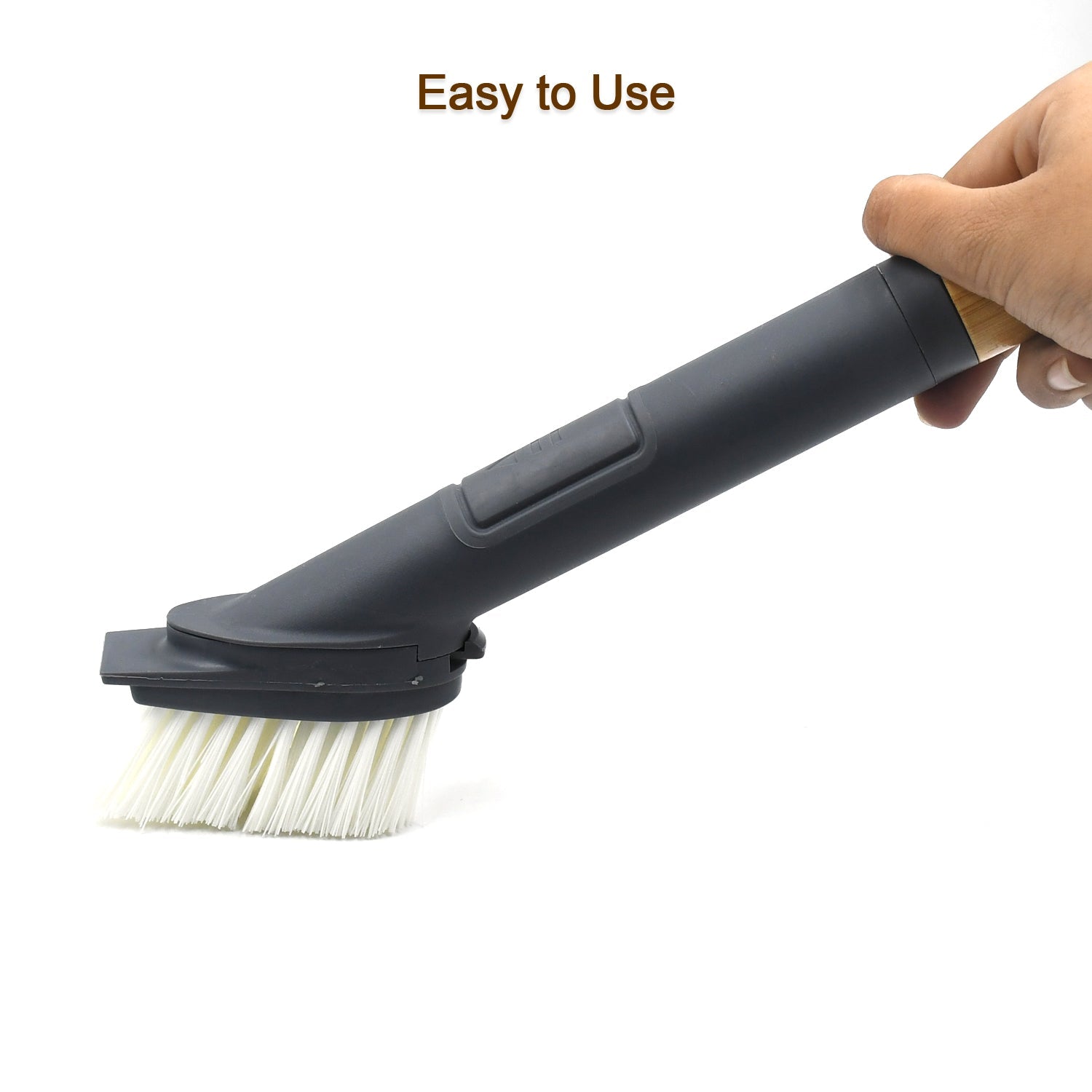 Set of long handle cleaning brushes, including pot washing and bathroom brushes.