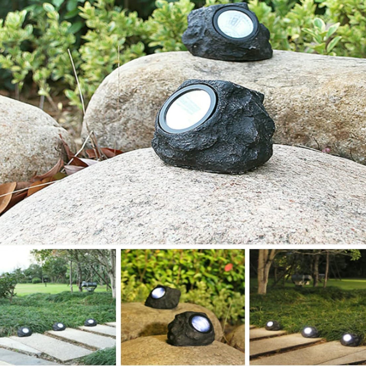 Solar Powered LED Rock Light Solar Powered LED Spotlight Faux Stone for Pathway  - 7577_led_solar_light_1pc