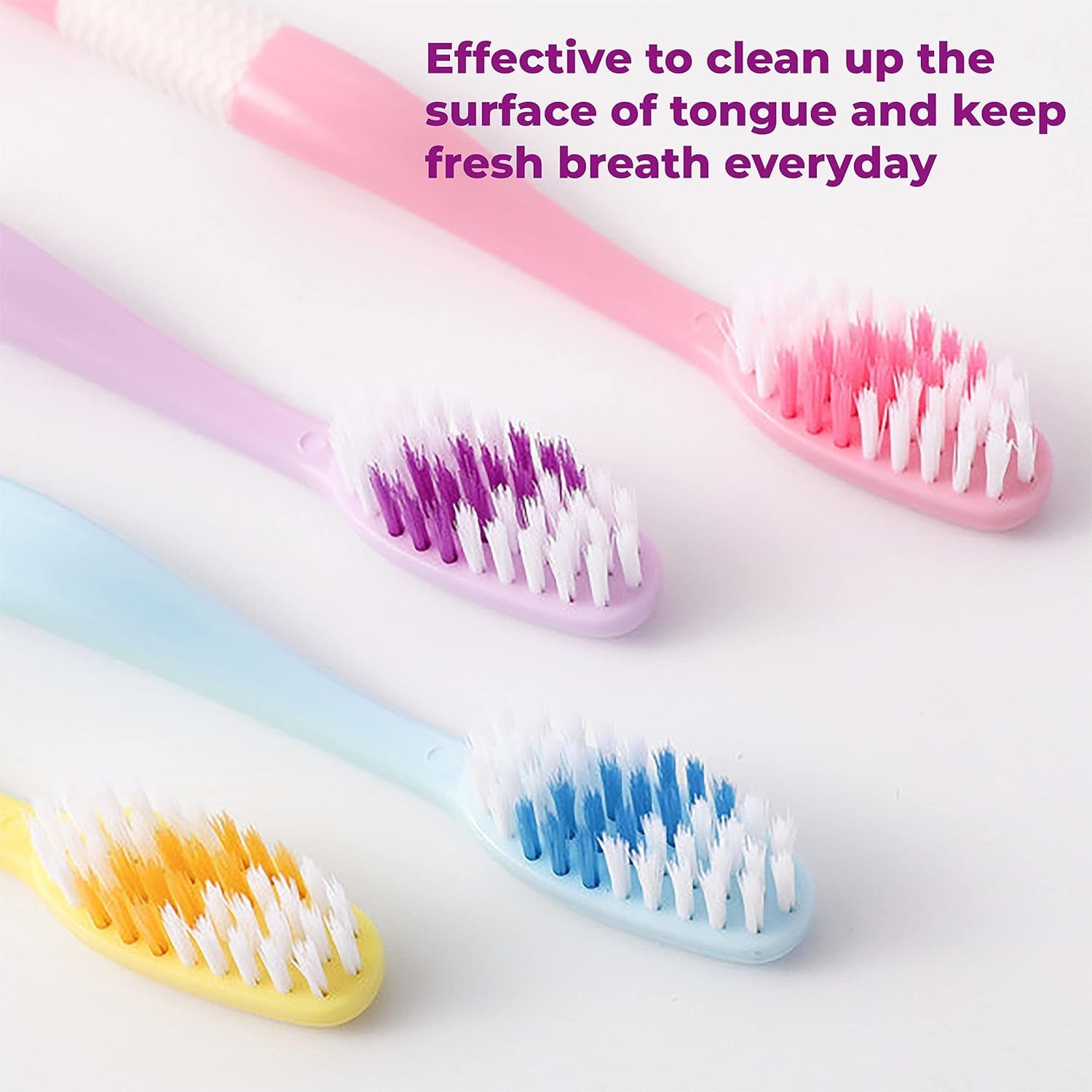 2-in-1 Tooth Brush with Tongue Scraper, Soft Bristle & Long Handle (8Pcs) Soft T - 12814_2in1_soft_toothbrush