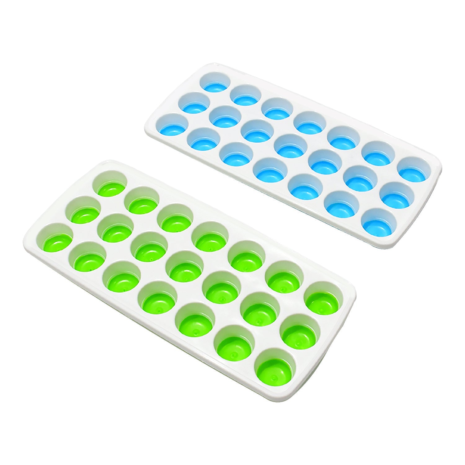 21 Cavity Pop Up Ice Cube Trays-Easy Release, Flexible Silicone Bottom - Stackab - 2807_21_cavity_ice_tray_2pc