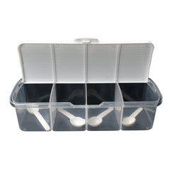 Kitchen Multipurpose Air-tight 4 Sections Storage Containers / Masala Box Pickl - 8263_4sec_container_box_n_spoon