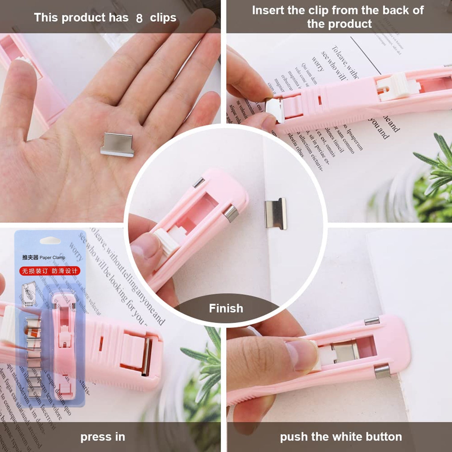 Portable Paper Clamp With 8 Pcs Clip Dispenser Handheld Paper Fast Clam (1 Set) - 17950_paper_clamp_with_8_clip