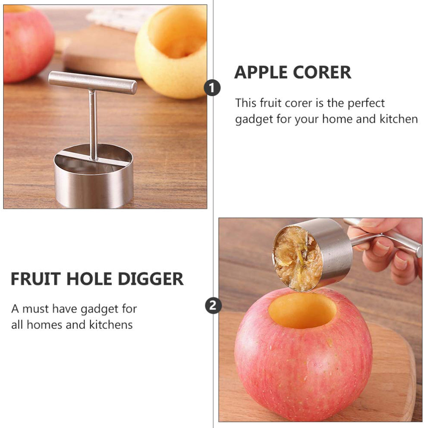 Corer Pear Core Separator Vegetable Core Remover Seeder Cutter Pitter Fruit Hole - 10016_ss_fruit_core_puller_1pc