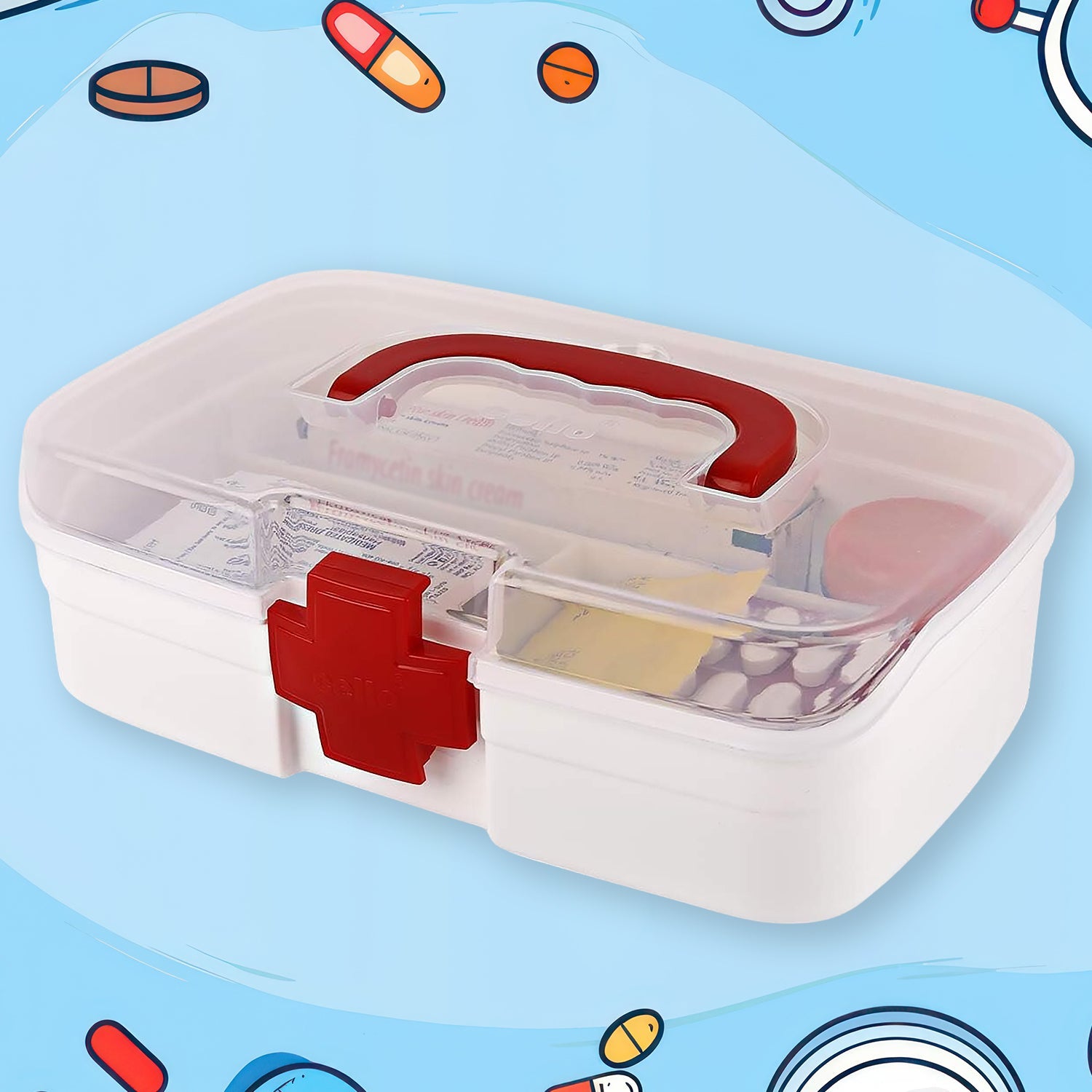 3 Compartment Medical Box, 1 Piece, Indoor Outdoor Medical Utility, Medicine Sto - 12980_3com_travel_medical_colorbox