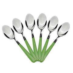 Set of 6 dining spoons with comfortable grip for home use.