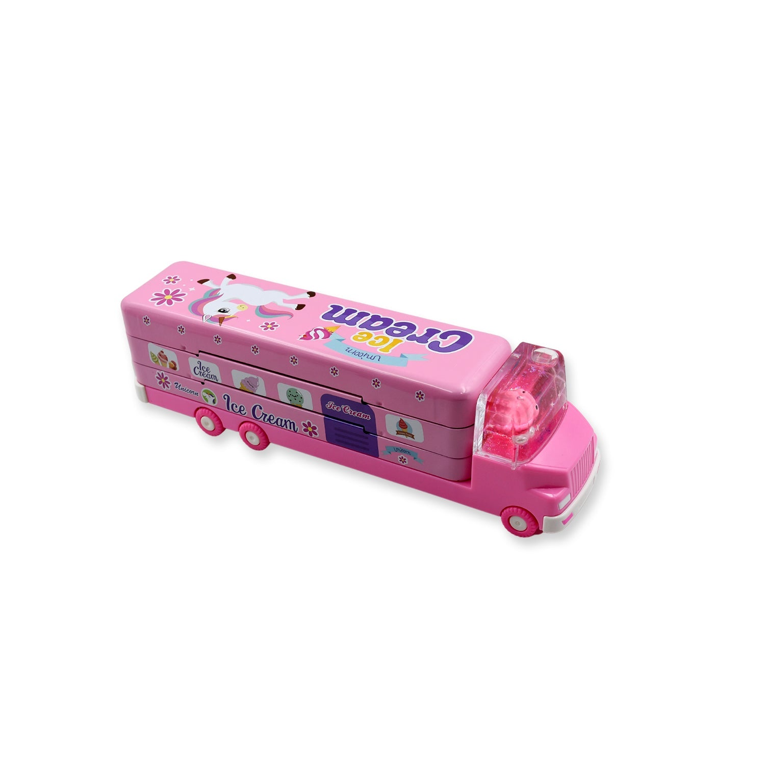 Double Decker Magic Truck Compass Multi Level Metal Truck Compass Pencil Case wi - 4568_metal_truck_compass